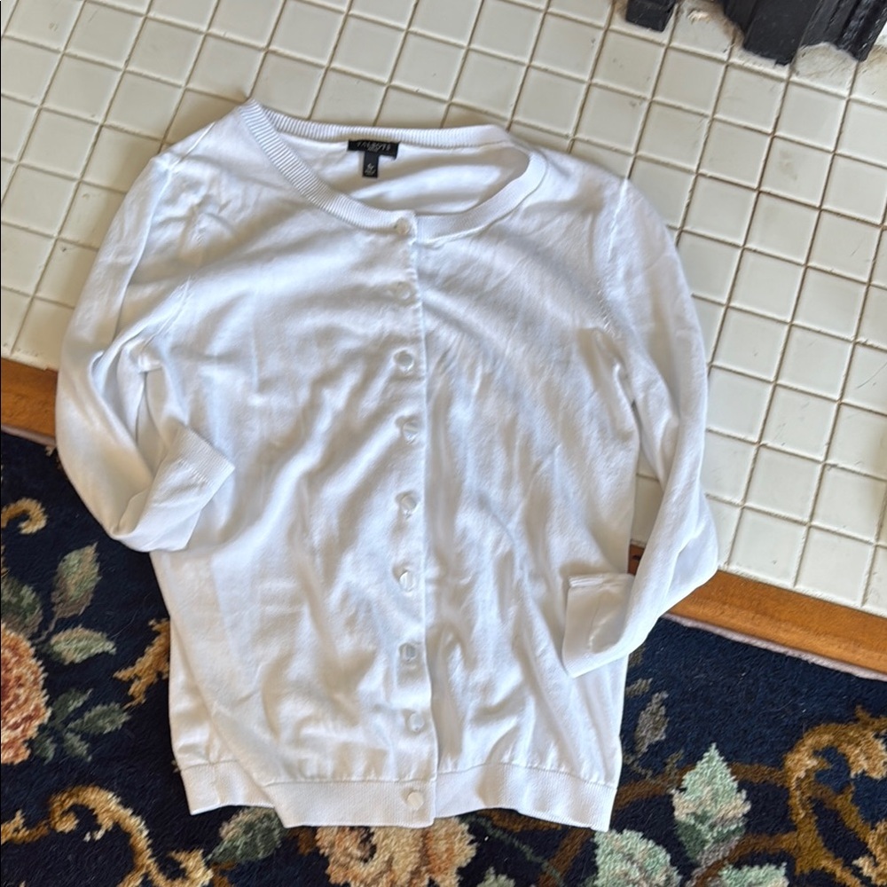 Talbots White‎ Button-Up Sweater